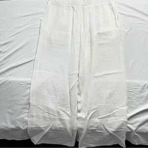 NWT C by One White Gauze Pants 100% Cotton Wide Leg Crinkle Plus Size 3X